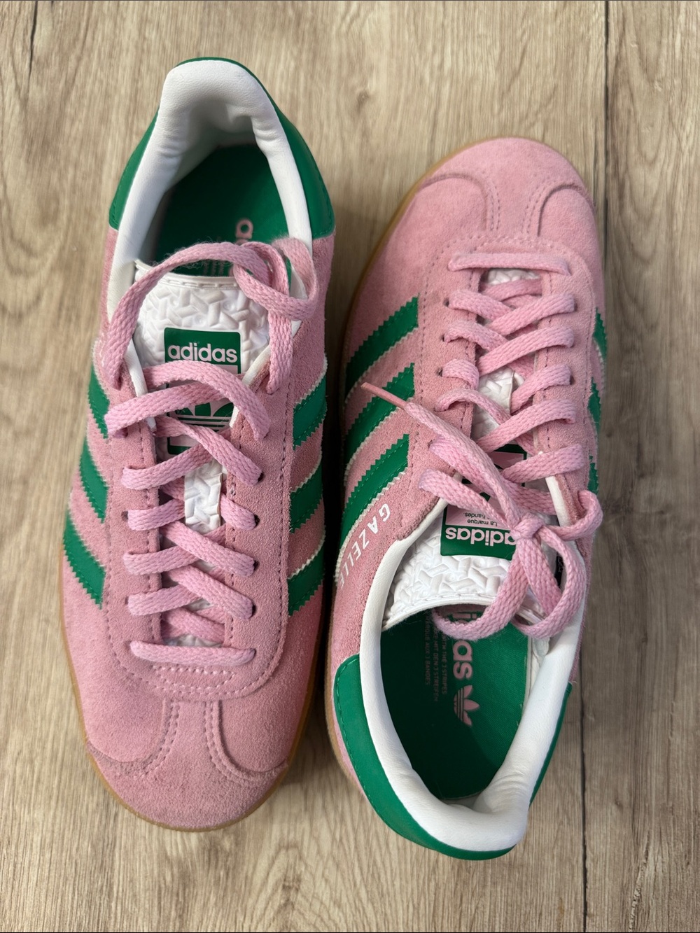 adidas Kids Suede Sneakers - Pink with Green Stripes